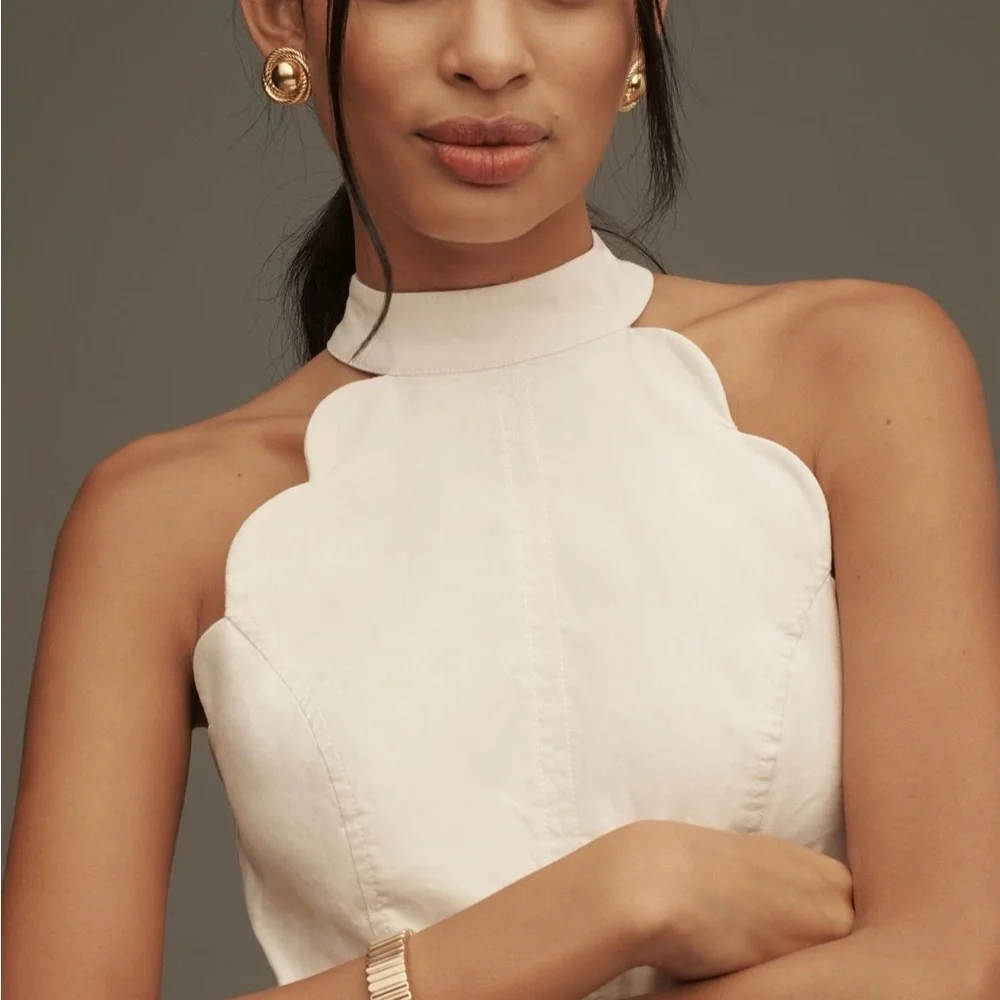 By Anthropologie Scallop Halter Romper Brand New with Tags - Picture 4 of 9